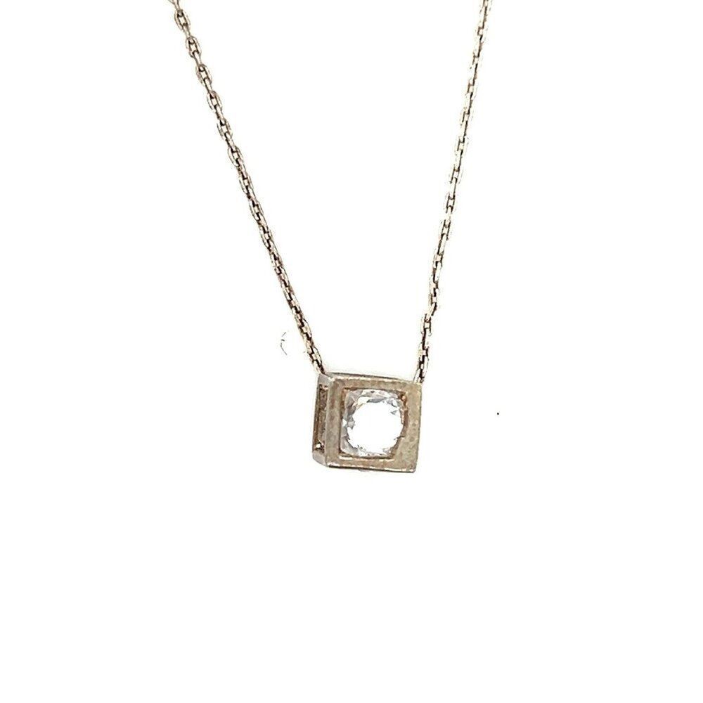Cz‎ in A Cube Silver Necklace